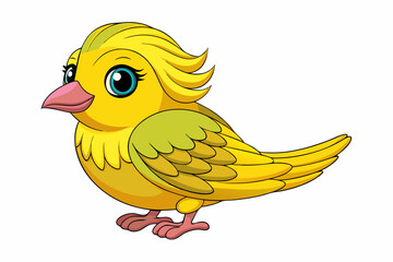 Cute Bird Vector Line Art – Cartoon Clipart Animal Logo Icon on White Background