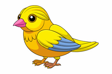 Cute Bird Vector Line Art – Cartoon Clipart Animal Logo Icon on White Background