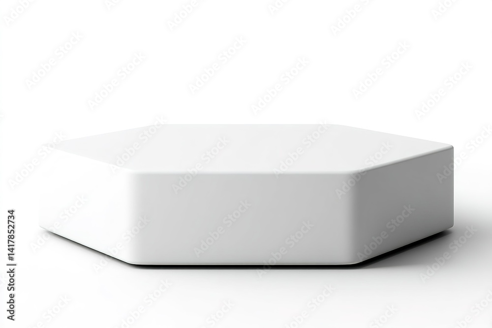 Poster white hexagonal object displayed on a minimalist background for creative design purposes in modern a