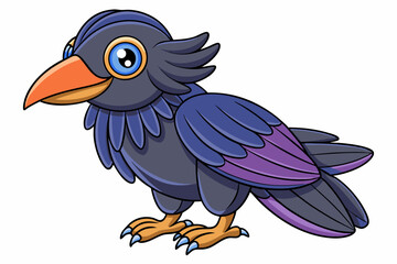 Cute Bird Vector Line Art – Cartoon Clipart Animal Logo Icon on White Background