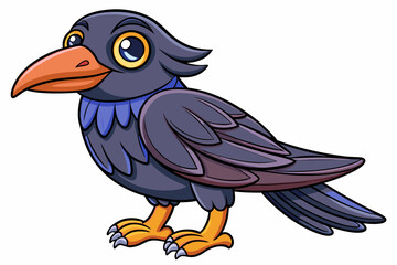 Cute Bird Vector Line Art – Cartoon Clipart Animal Logo Icon on White Background