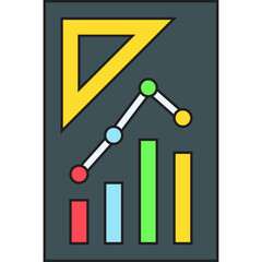 Set Square and Graph single vector illustration icon