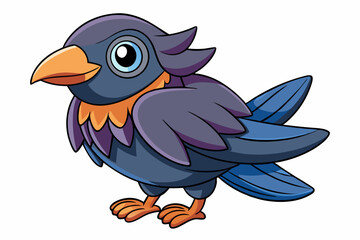 Cute Bird Vector Line Art – Cartoon Clipart Animal Logo Icon on White Background