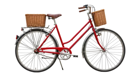 Fotobehang Isolated Red Bike with Baskets © Elena