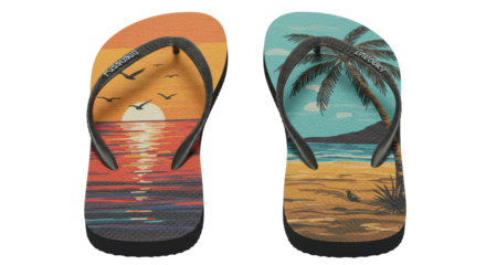 Isolated Two Flip Flops with Beach Scenery