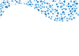 ハート柄の背景 青系の3色 フチと単色 ハート