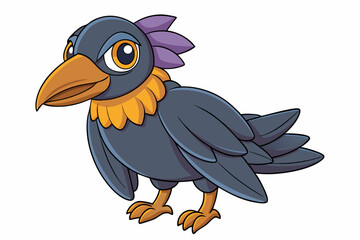 Cute Bird Vector Line Art – Cartoon Clipart Animal Logo Icon on White Background