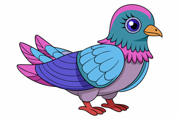 Cute Bird Vector Line Art – Cartoon Clipart Animal Logo Icon on White Background