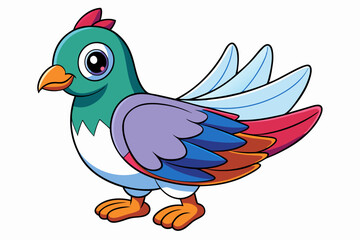 Cute Bird Vector Line Art – Cartoon Clipart Animal Logo Icon on White Background