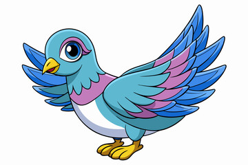 Cute Bird Vector Line Art – Cartoon Clipart Animal Logo Icon on White Background