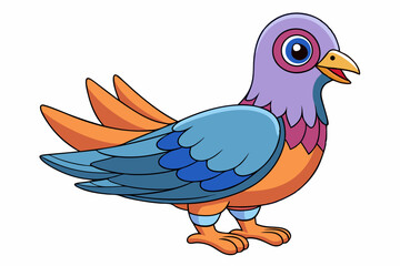 Cute Bird Vector Line Art – Cartoon Clipart Animal Logo Icon on White Background