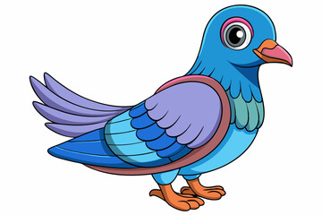 Cute Bird Vector Line Art – Cartoon Clipart Animal Logo Icon on White Background
