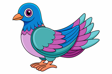 Cute Bird Vector Line Art – Cartoon Clipart Animal Logo Icon on White Background