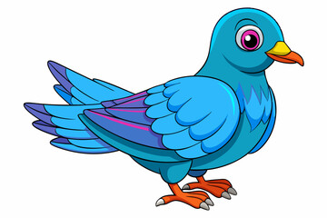 Cute Bird Vector Line Art – Cartoon Clipart Animal Logo Icon on White Background