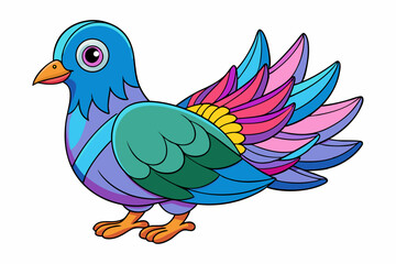 Cute Bird Vector Line Art – Cartoon Clipart Animal Logo Icon on White Background