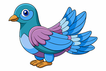 Cute Bird Vector Line Art – Cartoon Clipart Animal Logo Icon on White Background