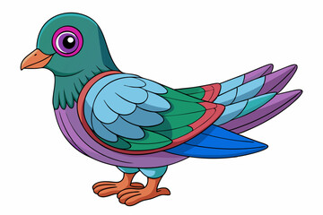 Cute Bird Vector Line Art – Cartoon Clipart Animal Logo Icon on White Background