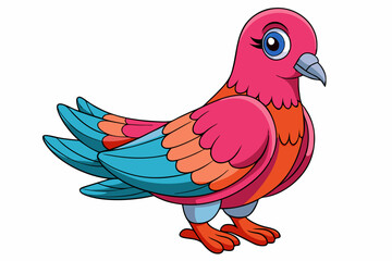 Cute Bird Vector Line Art – Cartoon Clipart Animal Logo Icon on White Background