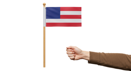 Isolated Hand Holding Wooden Stick with American Flag for Independence Day