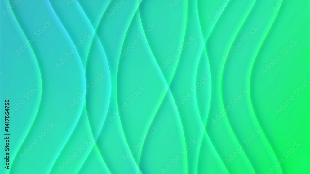 Poster abstract background of blue and green layered materials, modern fluid design with smooth textures an