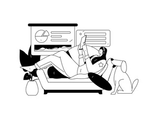 Flat vector illustration of business people operating work scene
