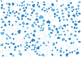 ハート柄の背景 青系の3色 フチと単色 ハート