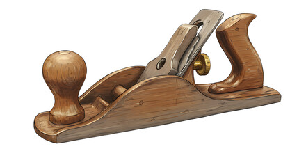 Woodworking hand plane vintage tool illustration for carpenters shop isolated on transparent background