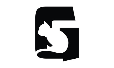 Cat and added letter G logo design for your business