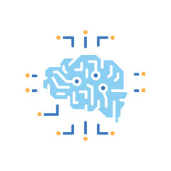 Neural network color flat icon for digital and print projects.