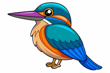 Cute Bird Vector Line Art – Cartoon Clipart Animal Logo Icon on White Background