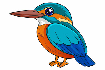 Cute Bird Vector Line Art – Cartoon Clipart Animal Logo Icon on White Background