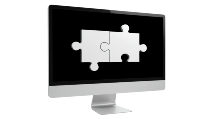 Isolated Puzzle On Computer Screen Vector