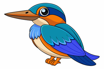 Cute Bird Vector Line Art – Cartoon Clipart Animal Logo Icon on White Background