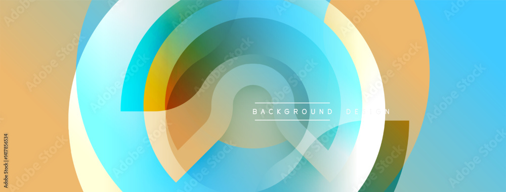 Leinwandbilder Abstract circles overlap, creating vibrant translucent layers. Soft colors blend, forming dynamic visual flow. Modern design element.