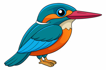 Cute Bird Vector Line Art – Cartoon Clipart Animal Logo Icon on White Background