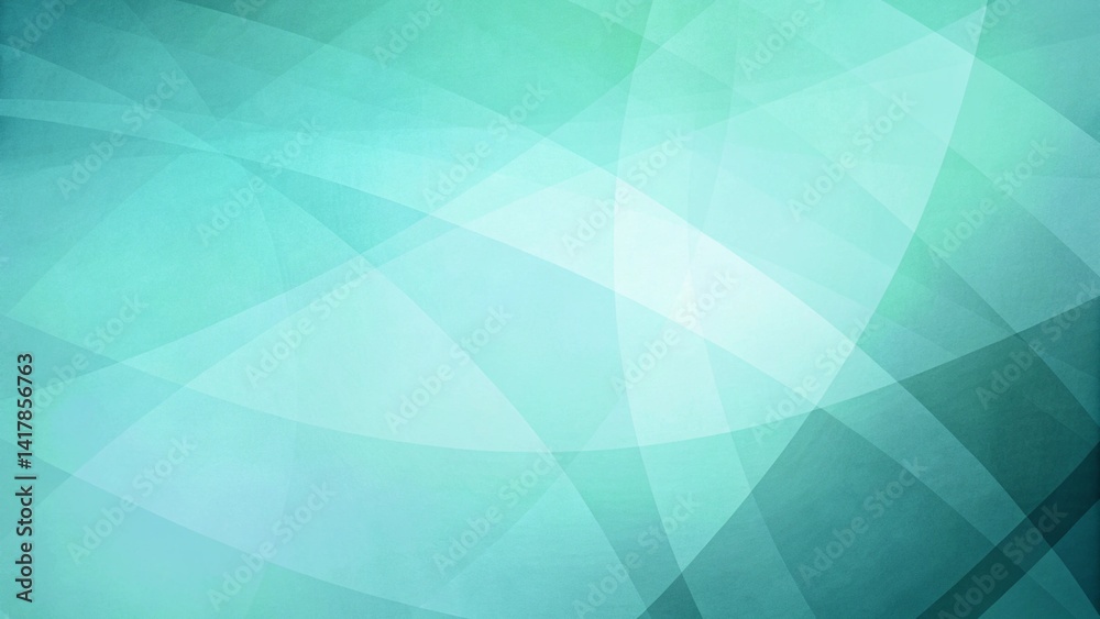 Poster Abstract blue green background, random textured rectangles squares and triangle shapes in geometric pattern of angles and layers, teal background color, modern design, digital abstract art
