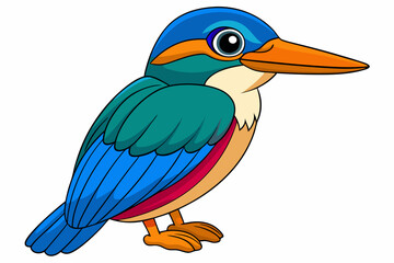 Cute Bird Vector Line Art – Cartoon Clipart Animal Logo Icon on White Background