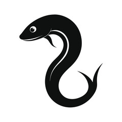 Fototapeta premium Eel Head Silhouette Vector Art, Underwater Animal Isolated Illustration