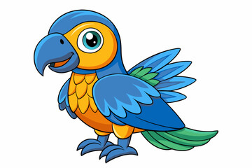 Cute Bird Vector Line Art – Cartoon Clipart Animal Logo Icon on White Background