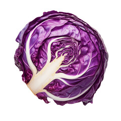 Obraz premium Sliced purple cabbage on a transparent background close-up food photography studio setting