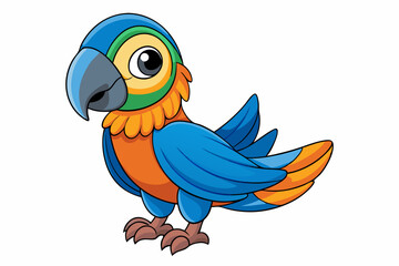 Cute Bird Vector Line Art – Cartoon Clipart Animal Logo Icon on White Background