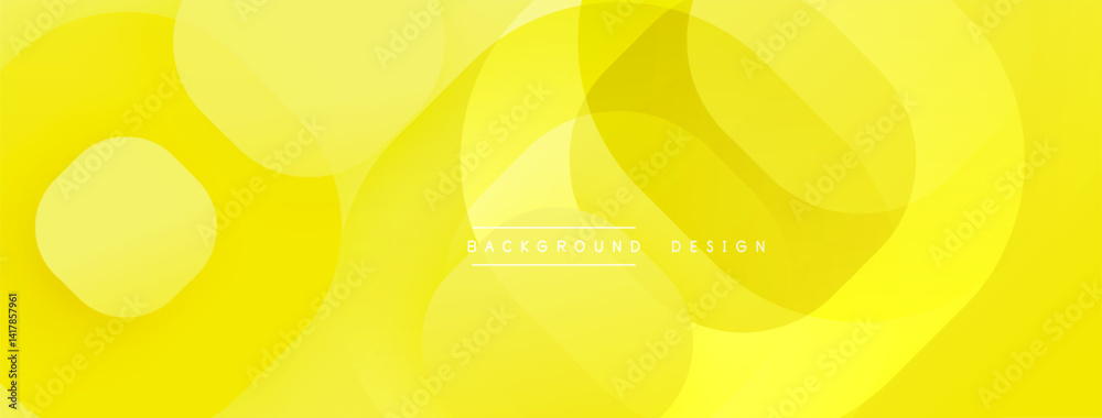 Poster Yellow abstract backdrop. Overlapping circles create soft gradients, modern design. Minimalist aesthetic, bright, smooth texture.