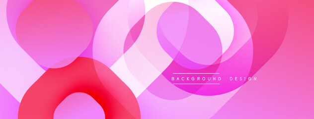 Abstract pink design. Overlapping circles create dynamic, modern visual effect. Soft gradients enhance depth, texture.