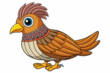 Cute Bird Vector Line Art – Cartoon Clipart Animal Logo Icon on White Background