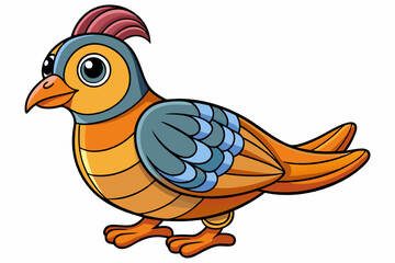 Cute Bird Vector Line Art – Cartoon Clipart Animal Logo Icon on White Background