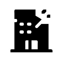 Icon of a damaged building to signify destruction or disrepair