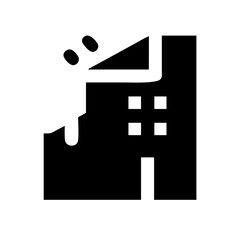 Icon of a damaged building to signify destruction or disrepair