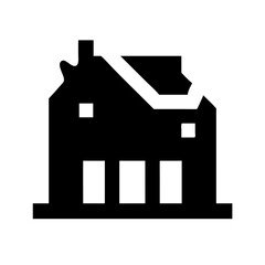 Icon of a damaged building to signify destruction or disrepair