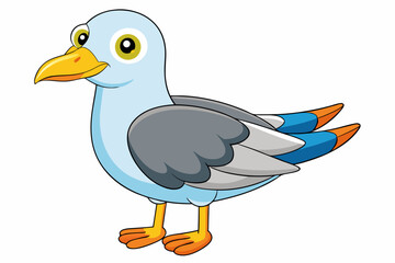 Cute Bird Vector Line Art – Cartoon Clipart Animal Logo Icon on White Background