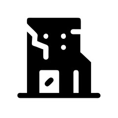 Icon of a damaged building to signify destruction or disrepair